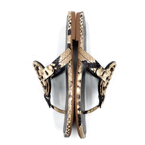SOLD-Tory Burch Metal Miller Snake Print Sandals - Picture 3 of 8